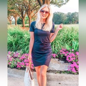 NWT Summer Casual Crew Neck Ruched Stretchy Bodycon Dress